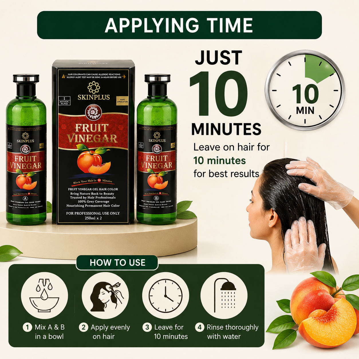 Fruit vinegar hair black colour 500ml 1+1 bottel