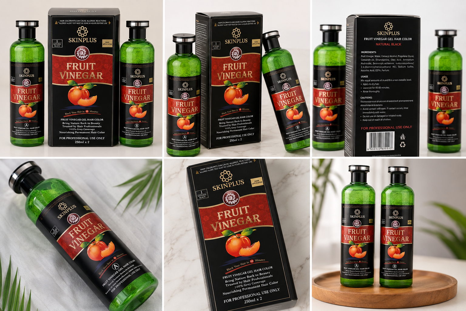 Fruit vinegar hair black colour 200ml 1+1 bottel